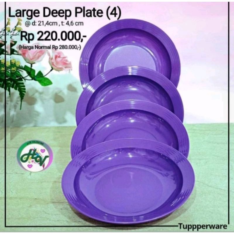 

Tuperware 4pcs Large deep plate piring ungu