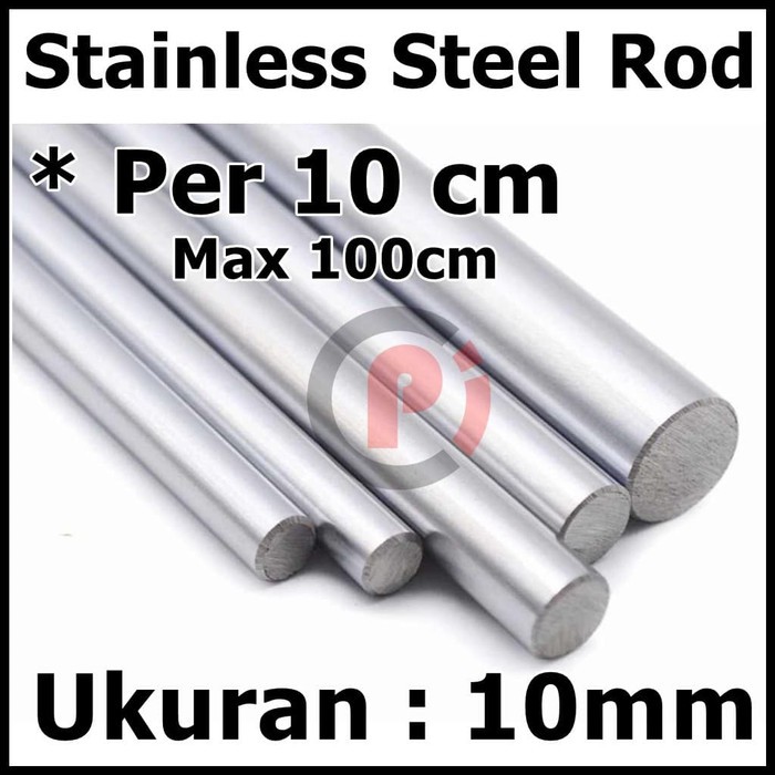 AS Stainless Steel Smooth Rod Linear Rail Ukuran 12mm 12 mm Per 10 cm