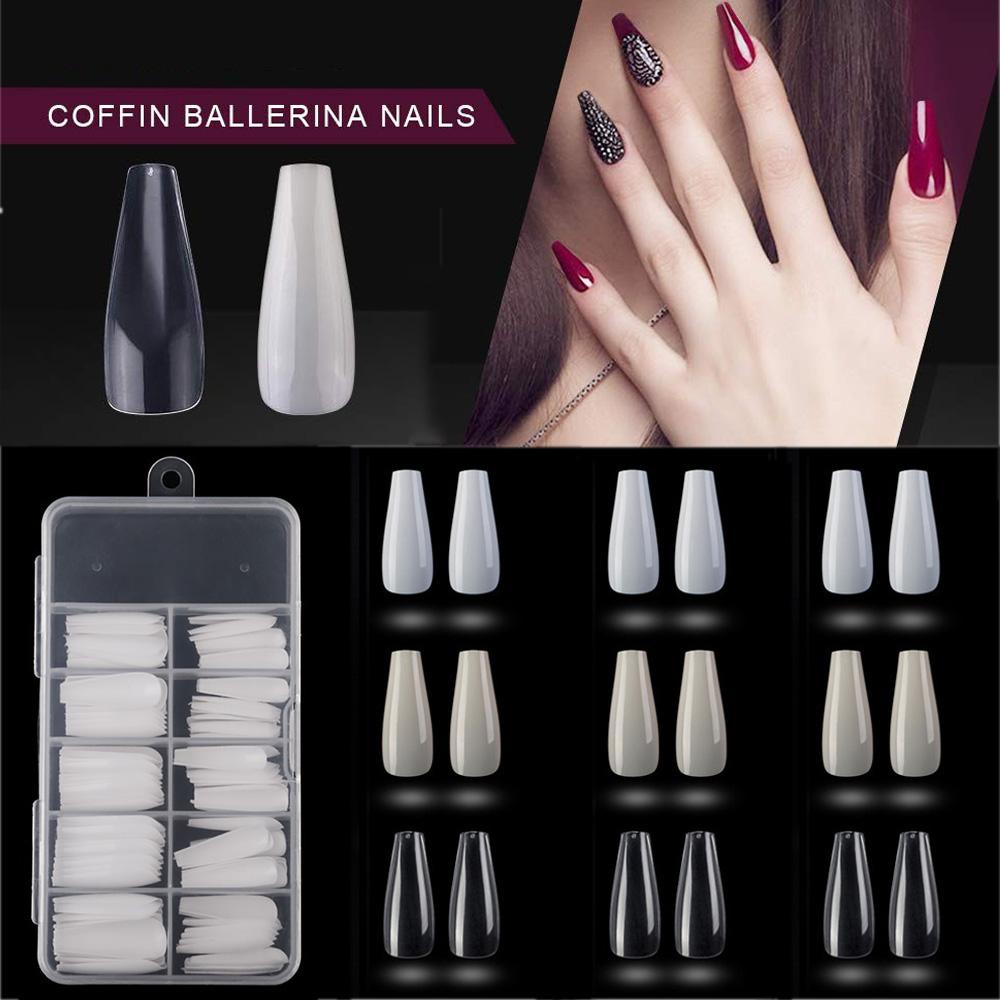 Mxbeauty Alat Nail Art 100Pcs Manicure Long Ballerina Peti Mati Kuku Palsu Akrilik