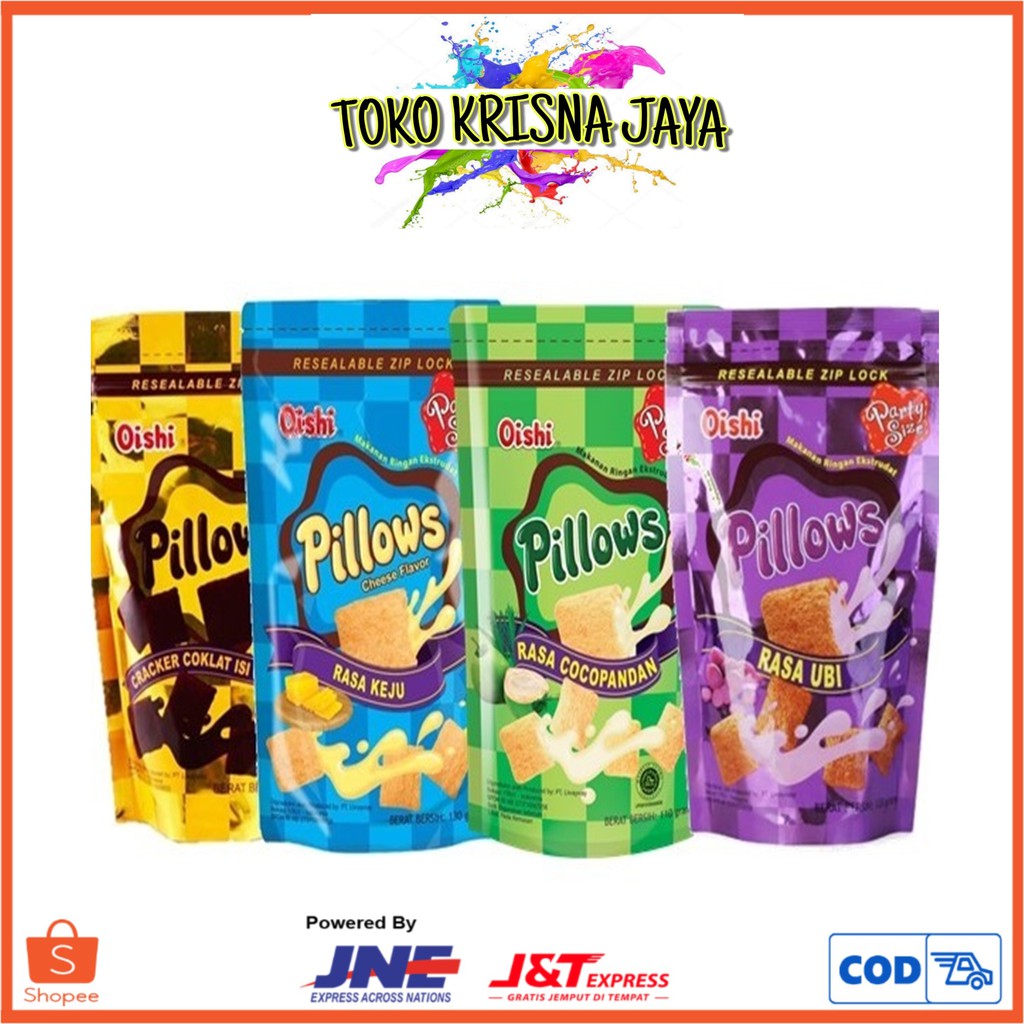 

OISHI PILLOWS VARIASI COKELAT | UBI | COCOPANDAN | KEJU NETTO 110 GR