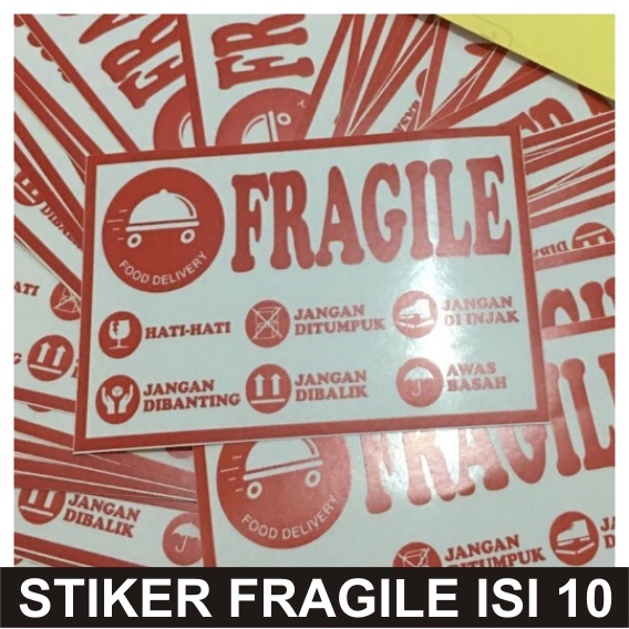 READY STIKER FRAGILE MAKANAN ISI 10 STIKER FRAGILE FOOD,STIKER FOOD DELIVERY,PENGIRIMAN MAKANAN