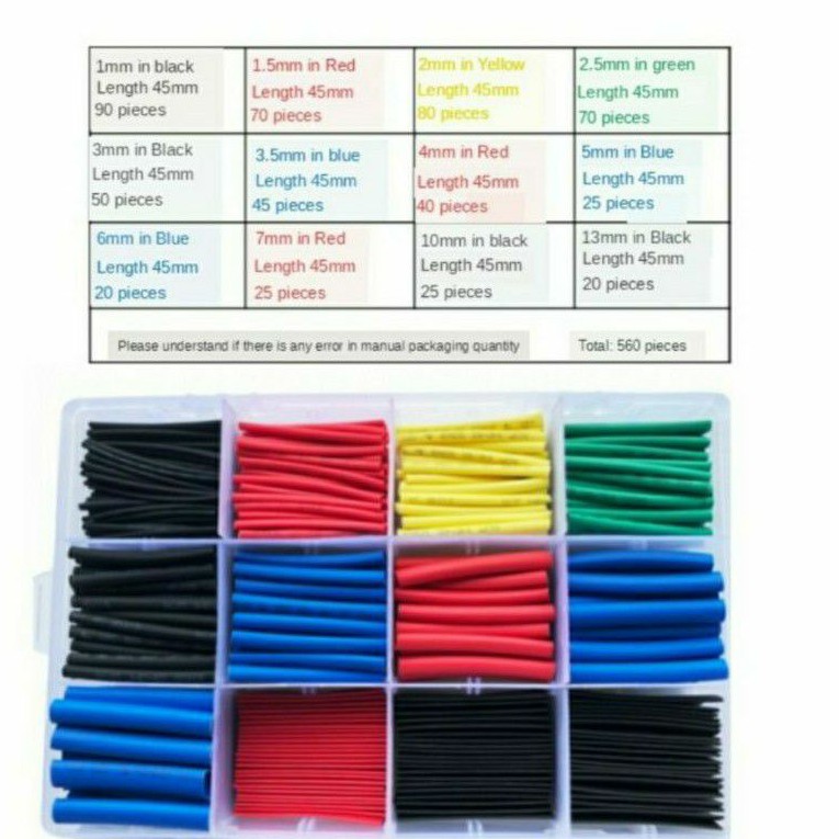 Isolasi Bakar Heat Shrink Selang Bakar 560 pcs