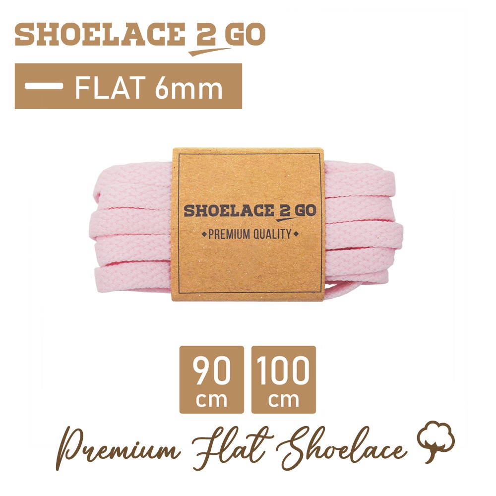 SHOELACE 2 GO PREMIUM TALI SEPATU GEPENG PIPIH FLAT G1 - PINK