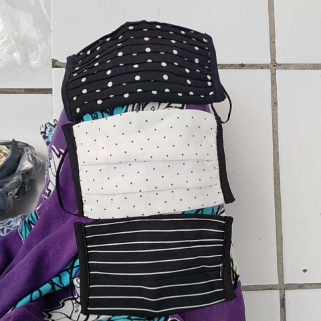 Masker Kain 2ply Bahan Plisket Bisa Selip Tisu