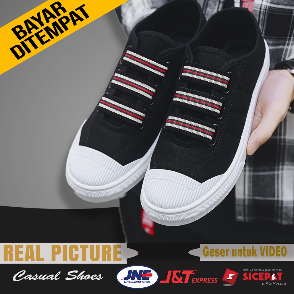 Sepatu Slip On Kasual Hitam Pria Import Pria Original Import Sneakers Casual Model Sport Keren Terba