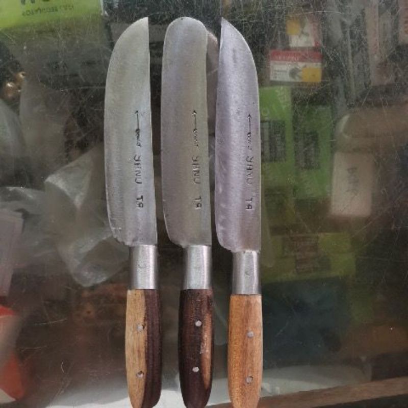 Pisau dapur baja tipis ring tembus cap YANU T.A kualitas premium super tajam ukuran sedang