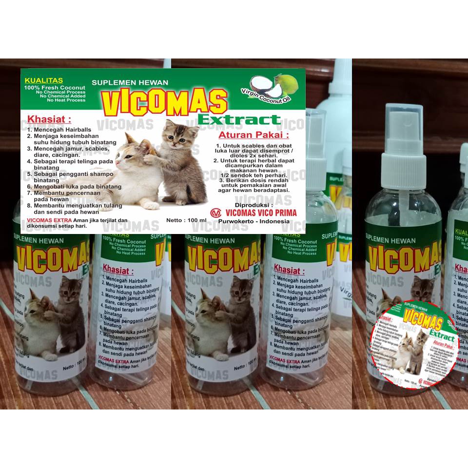 Vco Obat Kucing Sakit | Vco Vicomas Extract Spray 100ml