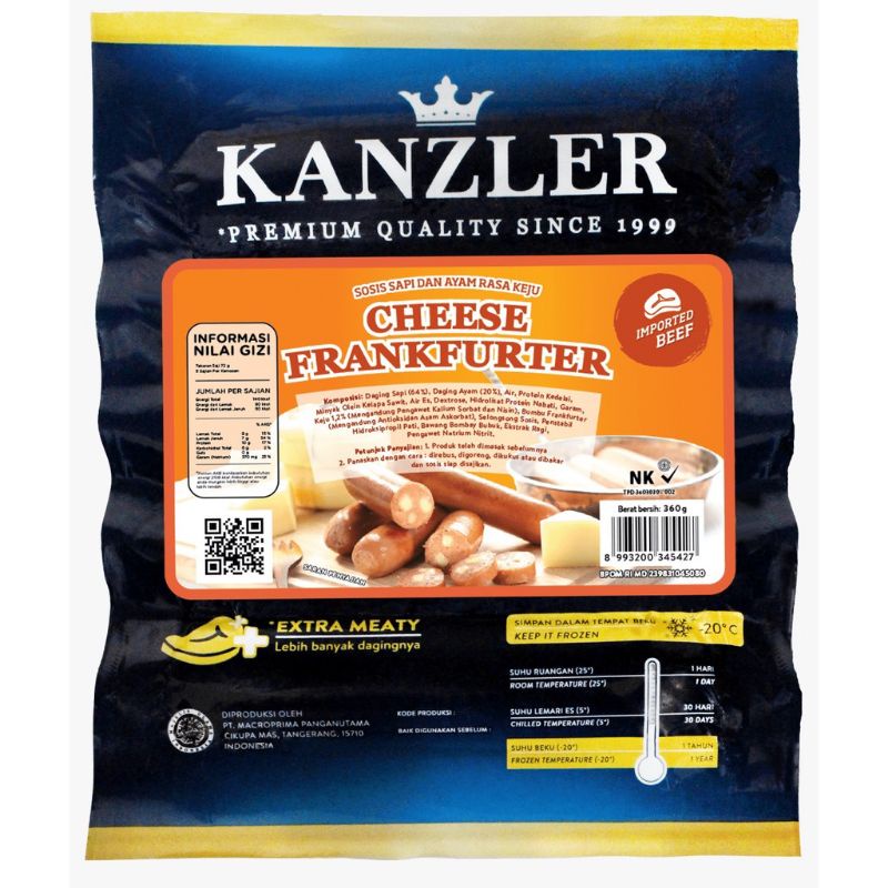 

Sosis Kanzler Cheese Frankfurter 360 gr