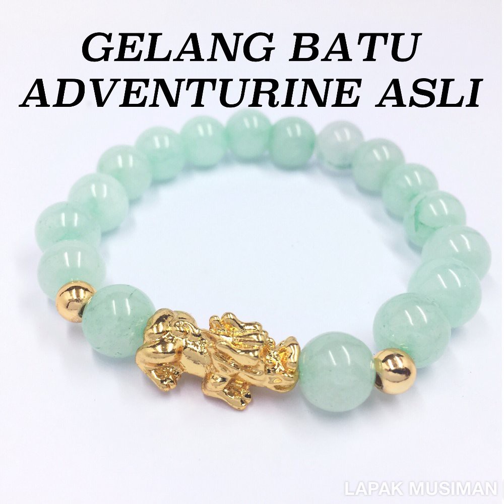 [Bayar di Tempat] GELANG BATU ADVENTURINE ASLI NATURAL KOMBINASI PIXIU