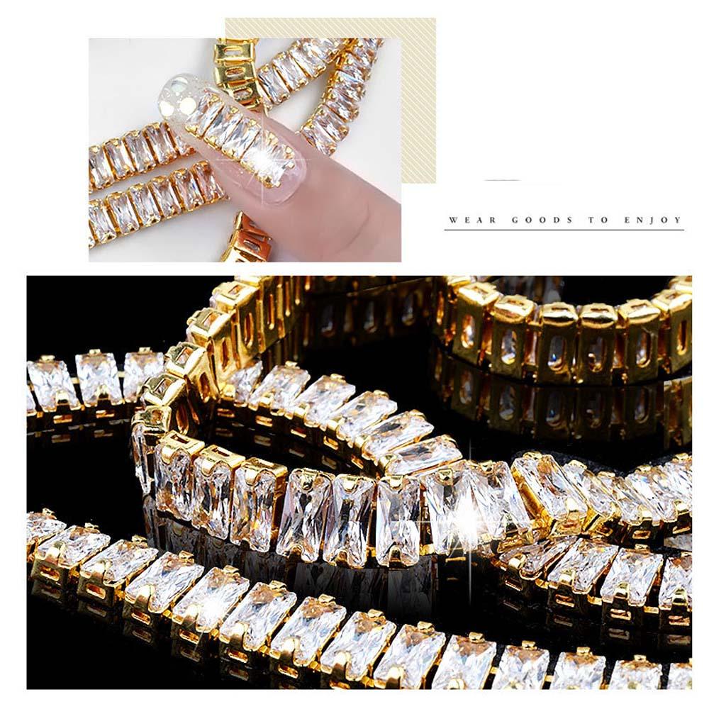 AUGUSTINA Agustin 3D Nail Art Dekorasi DIY Perhiasan Rantai Kuku Shiny Nail Zircon