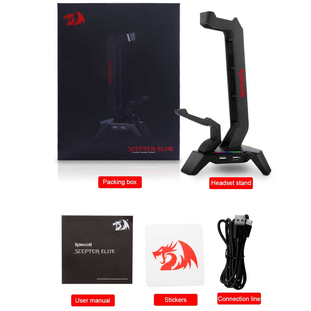 Headphone Stand Headset Stand Redragon RGB SCEPTER ELITE HA311 RGB Headset Stand Headphone Stand With Mouse Bungee