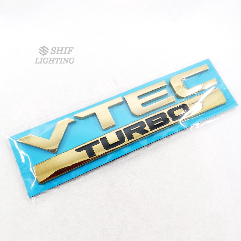 1Pc Stiker Emblem Logo TURBO VTEC Bahan ABS Warna Emas Untuk Mobil HONDA