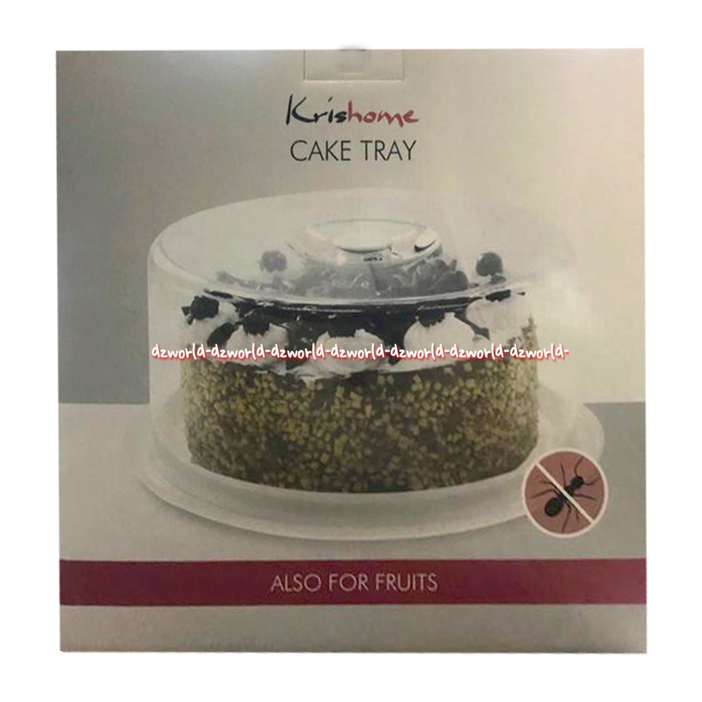 Krishome Cake Tray 26cm Tempat Wadah kue Dengan Tutup Transparan