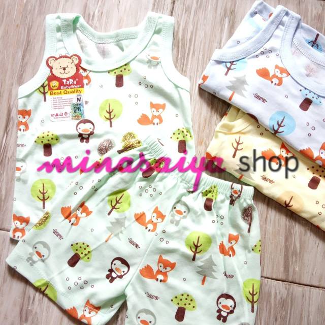 TARA Setelan Bayi SNI Lengan Buntung / Kutung Seri Warna Uk. S - XL