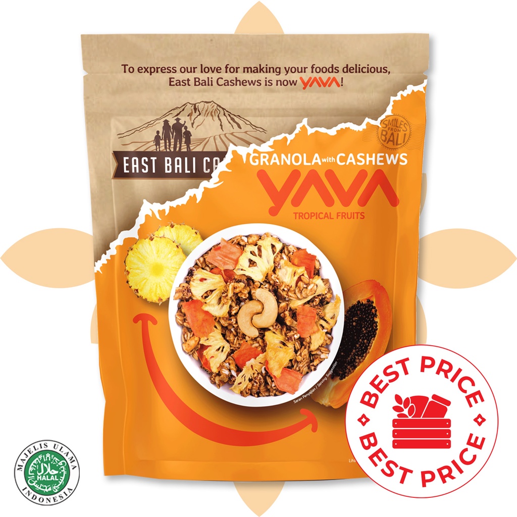 GRANOLA WITH CASHEWS - TROPICAL FRUITS 400 GR - EAST BALI CASHEWS (YAVA)