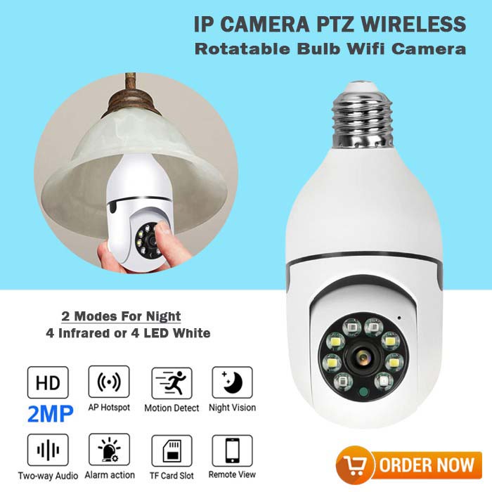 kamera lampu bohlam spy cctv Ip Camera Wireless PTZ Rotating Light Bulb With Night Vision 4IR 4LED M
