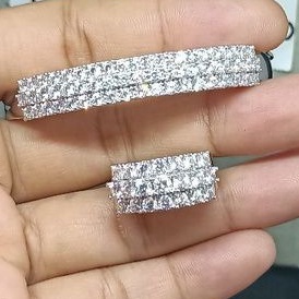 Gelang+cincin replika diamond Eropa baris tiga, tdk berkarat,tdk gampang luntur,mata premium zircon