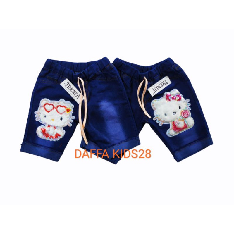 CELANA PENDEK 3/4 ANAK PEREMPUAN MOTIF BULU KEKINIAN