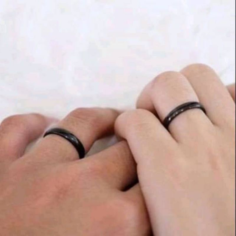 Cincin Polos Hitam Titanium Anti Luntur Awet murah