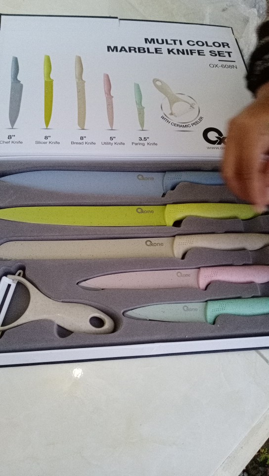 Pisau Set Oxone Color Marble Knife Set Ox-608 N