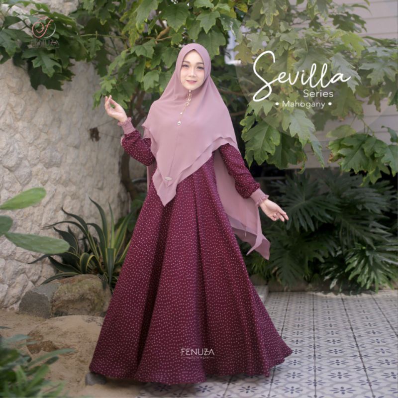 Fenuza best seller Gamis Lebaran Polkadot Sevilla black syari