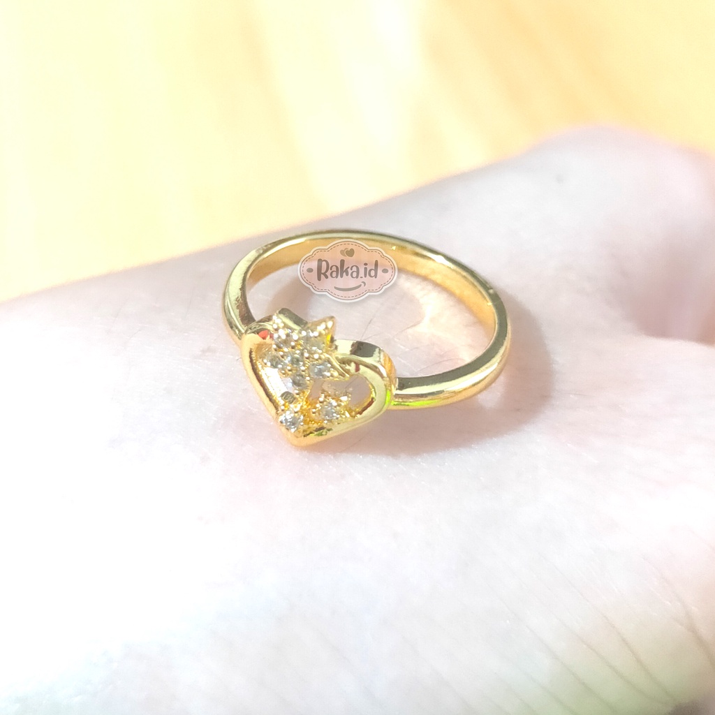 Cincin Wanita Cincin Dewasa Motif Love Bintang Gold Aksesoris Perhiasan Wanita 1010