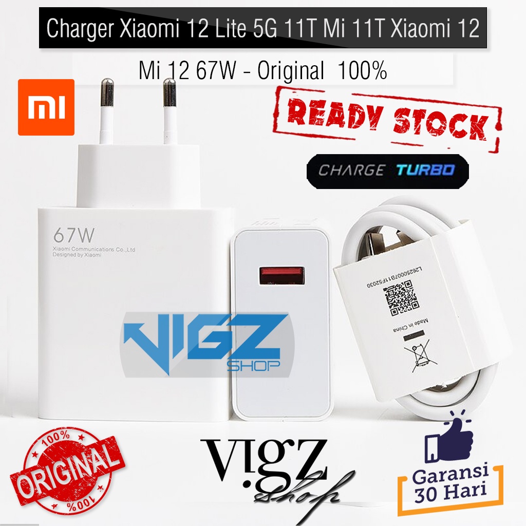 Charger Xiaomi Note 11 Pro 5G / Poco X3 GT / 12 Lite 5G / 11T / Mi 11T / Xiaomi 12 Mi 12 67W Turbo Charge Original 100%