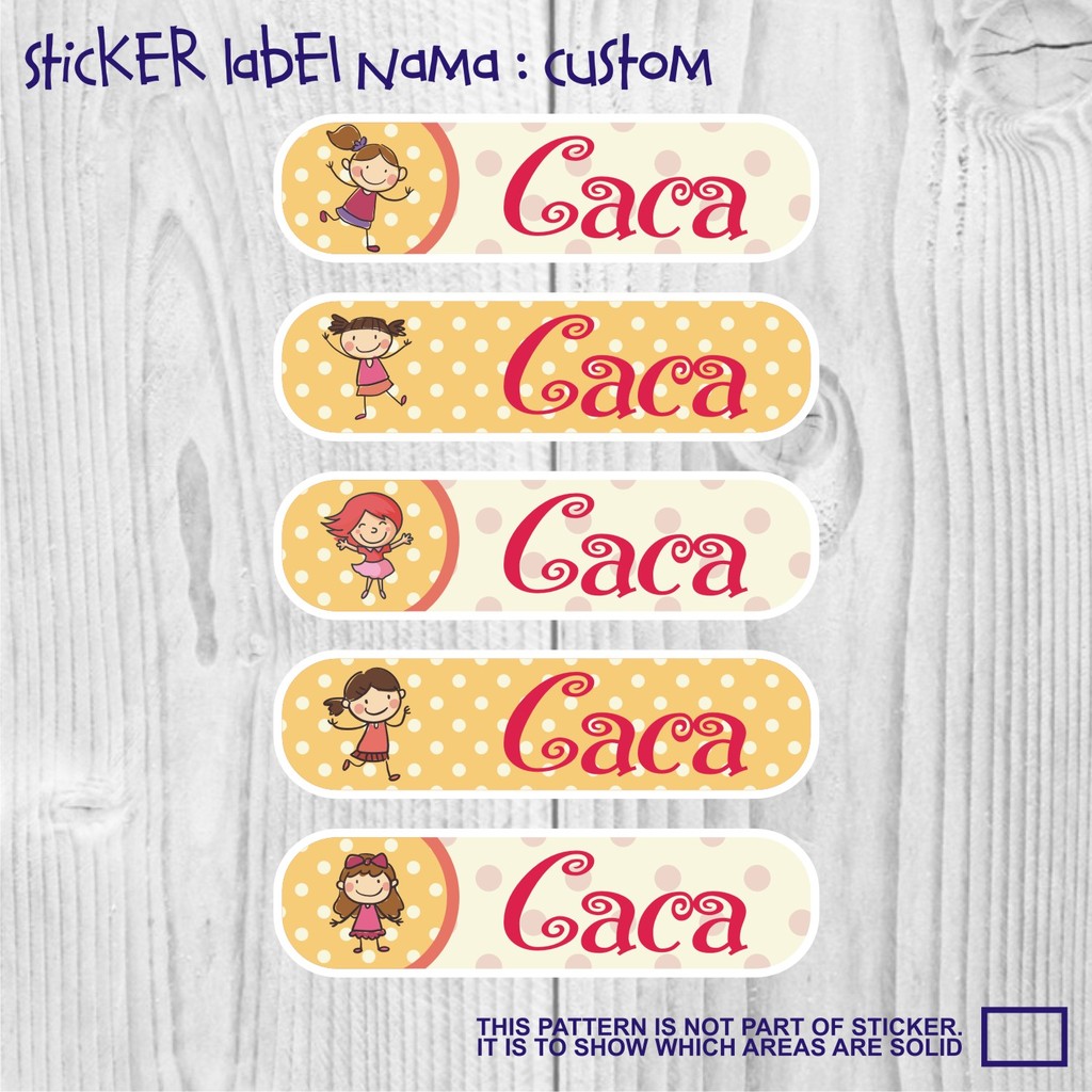 Sticker Label Nama Anak Kartun Perempuan Girl Cute Cewek Lucu SLNAP