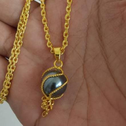 ➮ Kalung Rantai Liontin Mutiara Shell Bandul Lapis Emas 24k ➣