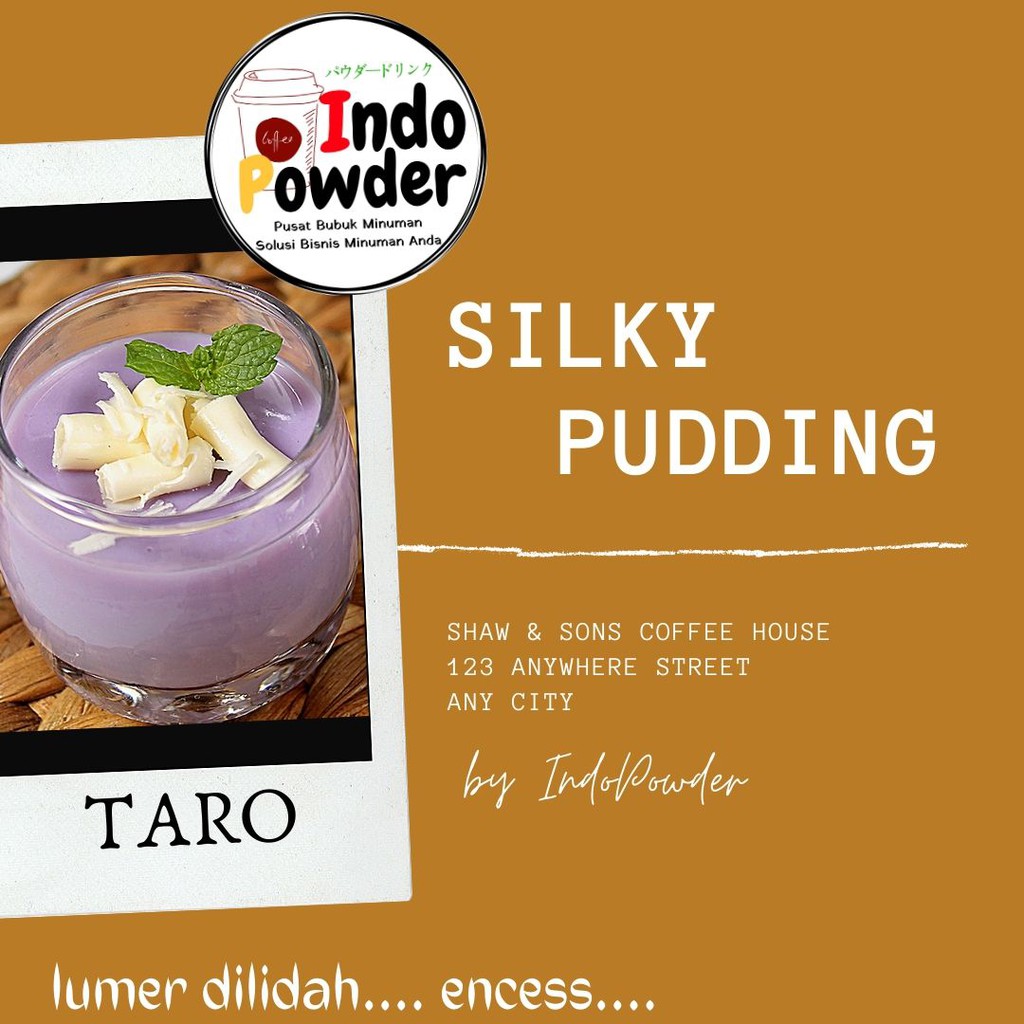 SILKY PUDDING TARO  - BUBUK Silky Puding  - Puding Sutra  -Soft Puding -Puding lembut