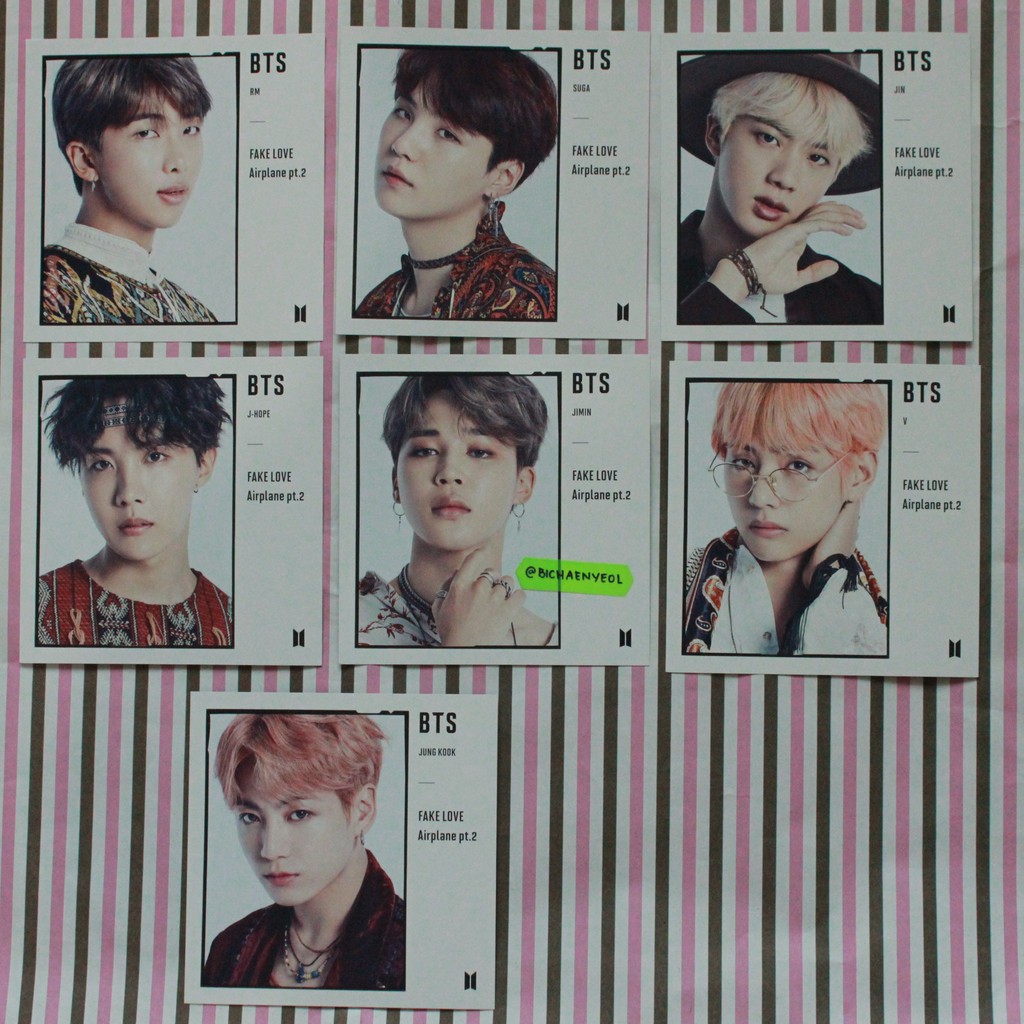 BTS Fake Love Airplane pt 2 JP Jacket Size Photo Card | RM Jin Suga Jhope Jimin V Jungkook Photocard