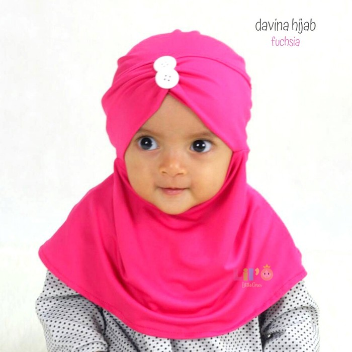 Lil'O Series - Davina Hijab / Jilbab Lucu Anak Bayi Perempuan 0-2 Thn - Fuschia S 1