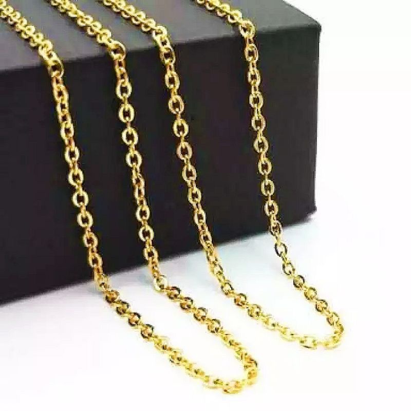 KALUNG NURI TITANIUM WARNA EMAS 45/50/60CM FASHION PRIA WANITA MURAH KUALITAS BAGUS