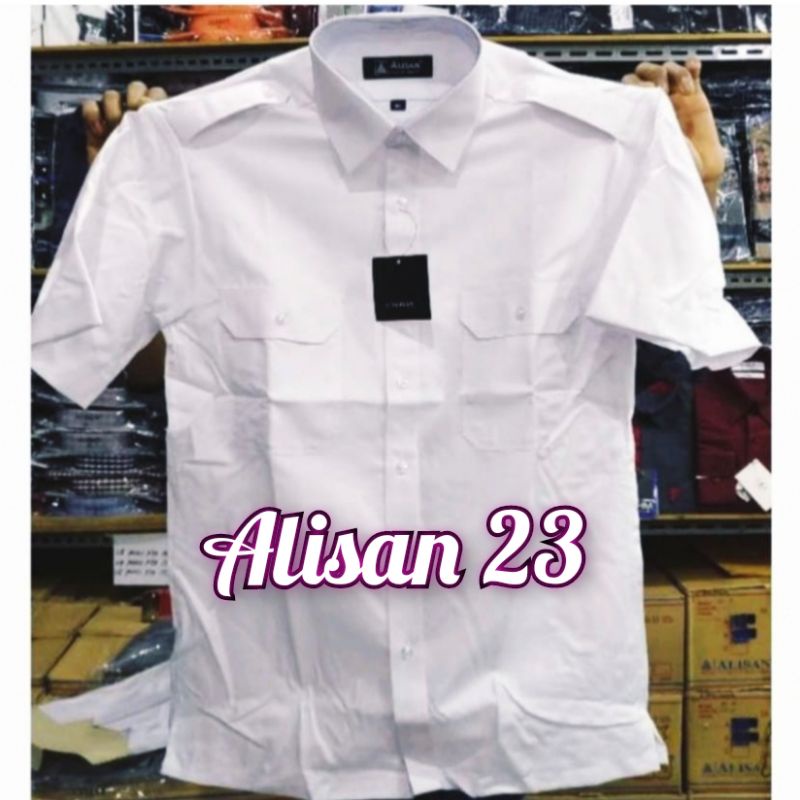 Alisan Oxford Putih Pangkat Pilot Regular Lengan Pendek  (100% ORI)