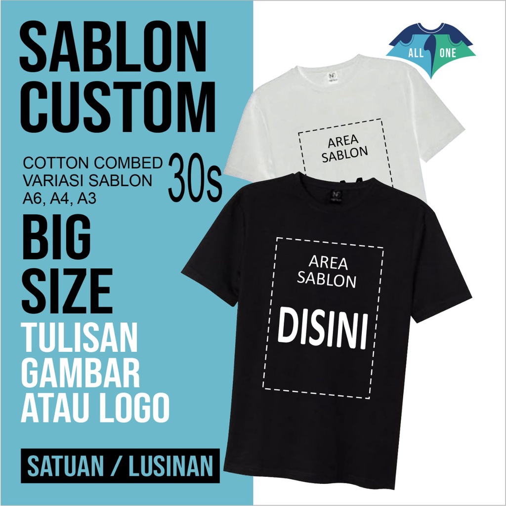 Baju Kaos Atasan Jumbo 3XL 4XL 5XL Oversize Bigsize Ukuran Besar  Sablon Satuan Custom Desain Sendir