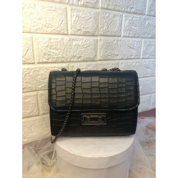 [CLASHOP]Tas Selempang Wanita Fashion Croco Rantai