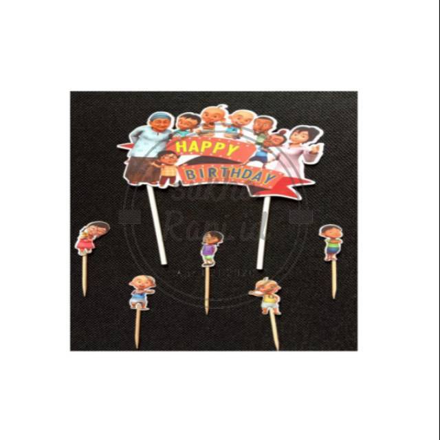 (SKR) Cake Topper Kertas Happy Birthday Set Upin Ipin