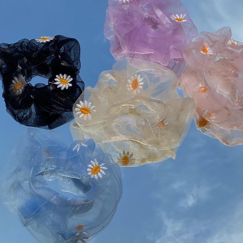 Daisy Mesh Scrunchie / Scrunchies Ikat Rambut Korea