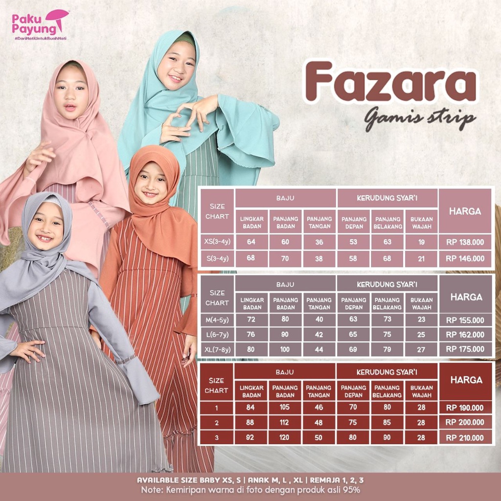 GAMIS ANAK DAN REMAJA PAKU PAYUNG | FAZARA SERIES