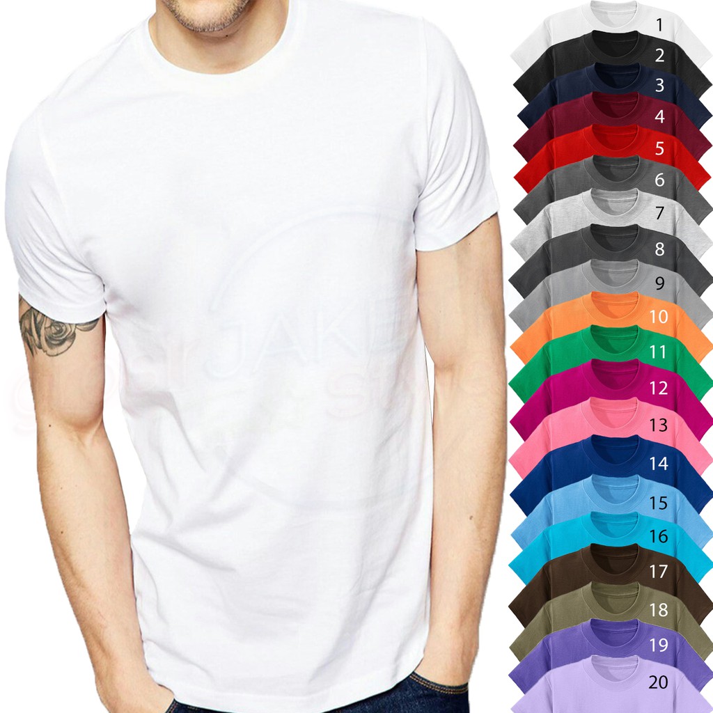  Kaos  Polos Combed 20s O Neck Lengan  Pendek  Unisex Pria 