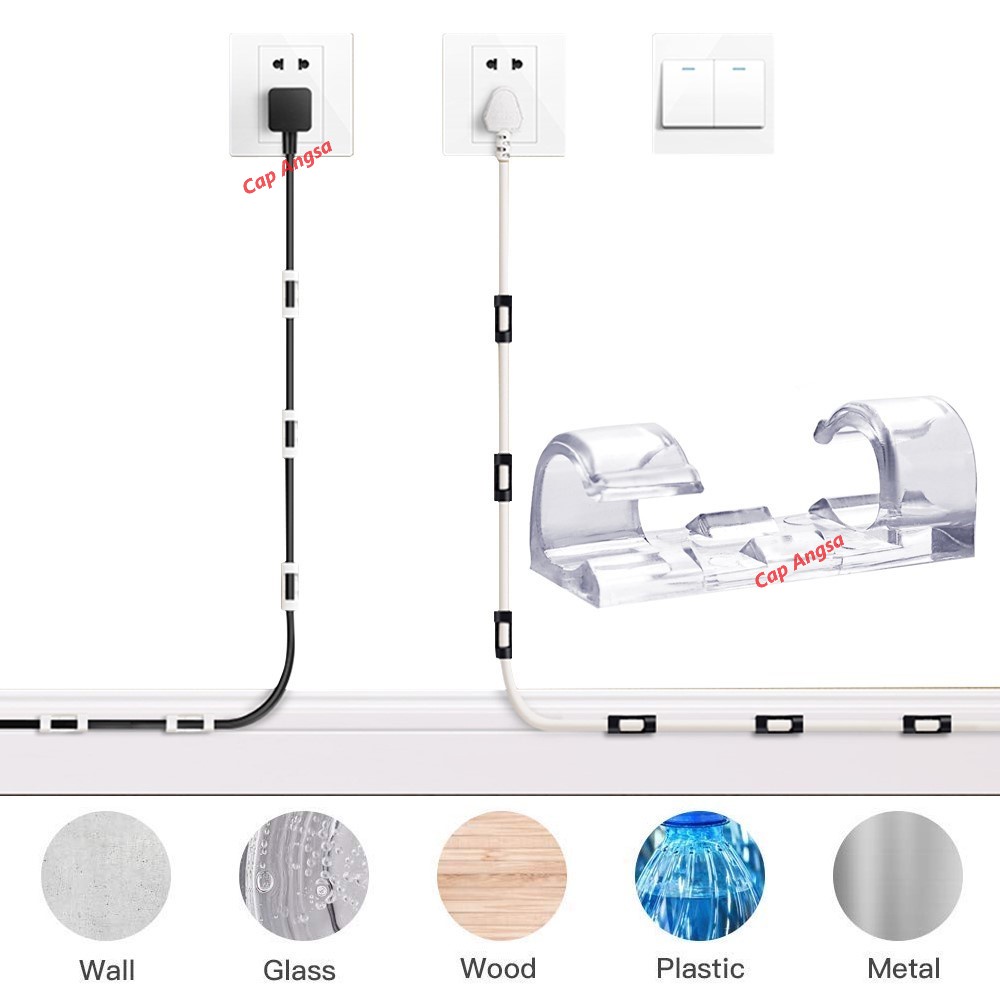 KABEL KLIP ORGANIZER WIRE CABLE CLIP CLAMP KLEM PENJEPIT JEPITAN CLAM PERAPIH KABEL KOMPUTER TV HP LAPTOP 1 PACK