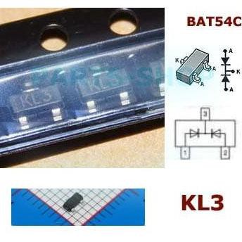 Bat54C Dioda 200Ma 30V Smd Schottky Barrier Diode Bat54 Kl3 Sot-23 Inwer2411 Ori v