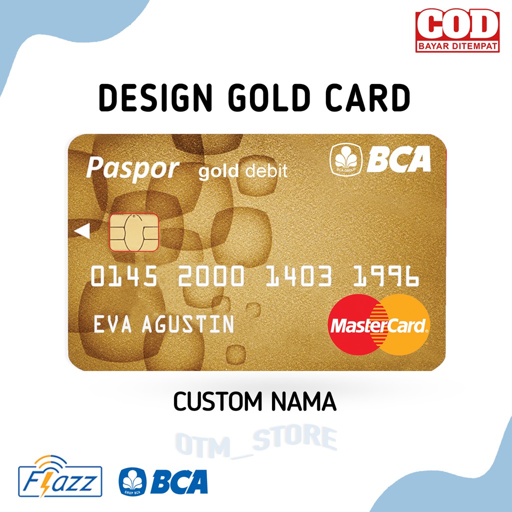 Kartu FLAZZ BCA GEN 2 Terbaru Design Gold Card Custom Nama - FLAZZ BCA 1 SISI SALDO 0
