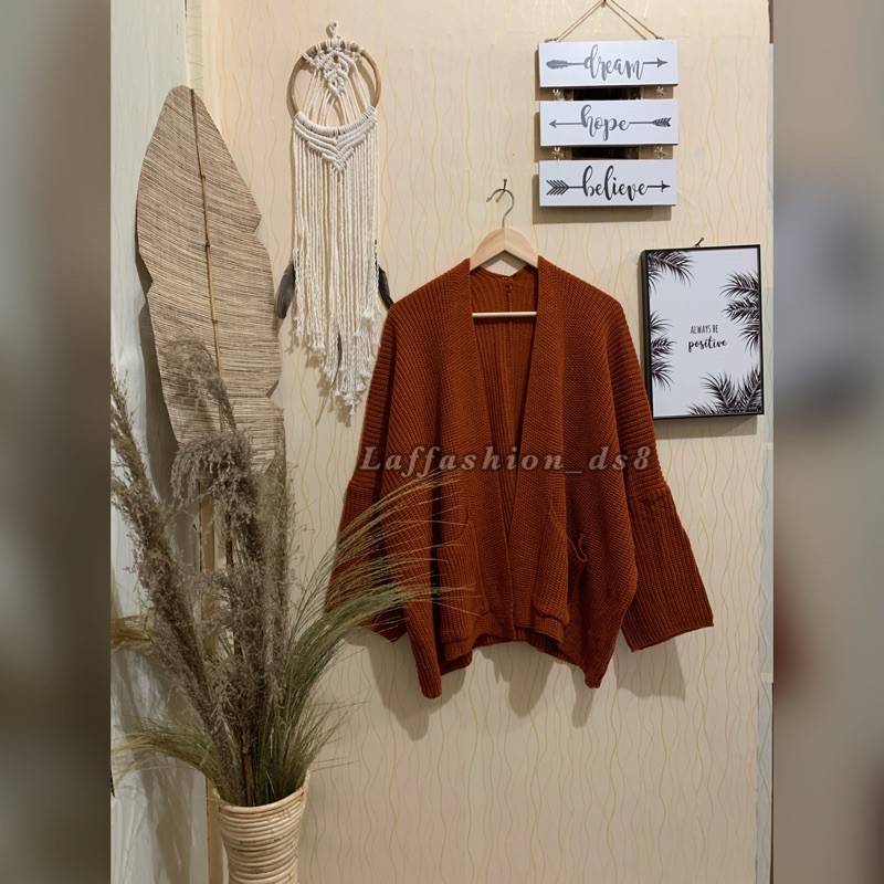 KARDIGAN OVERSIZE | OVERSIZE PREMIUM | CARDY OVERSIZE | KARDIGAN TEBAL-Coral