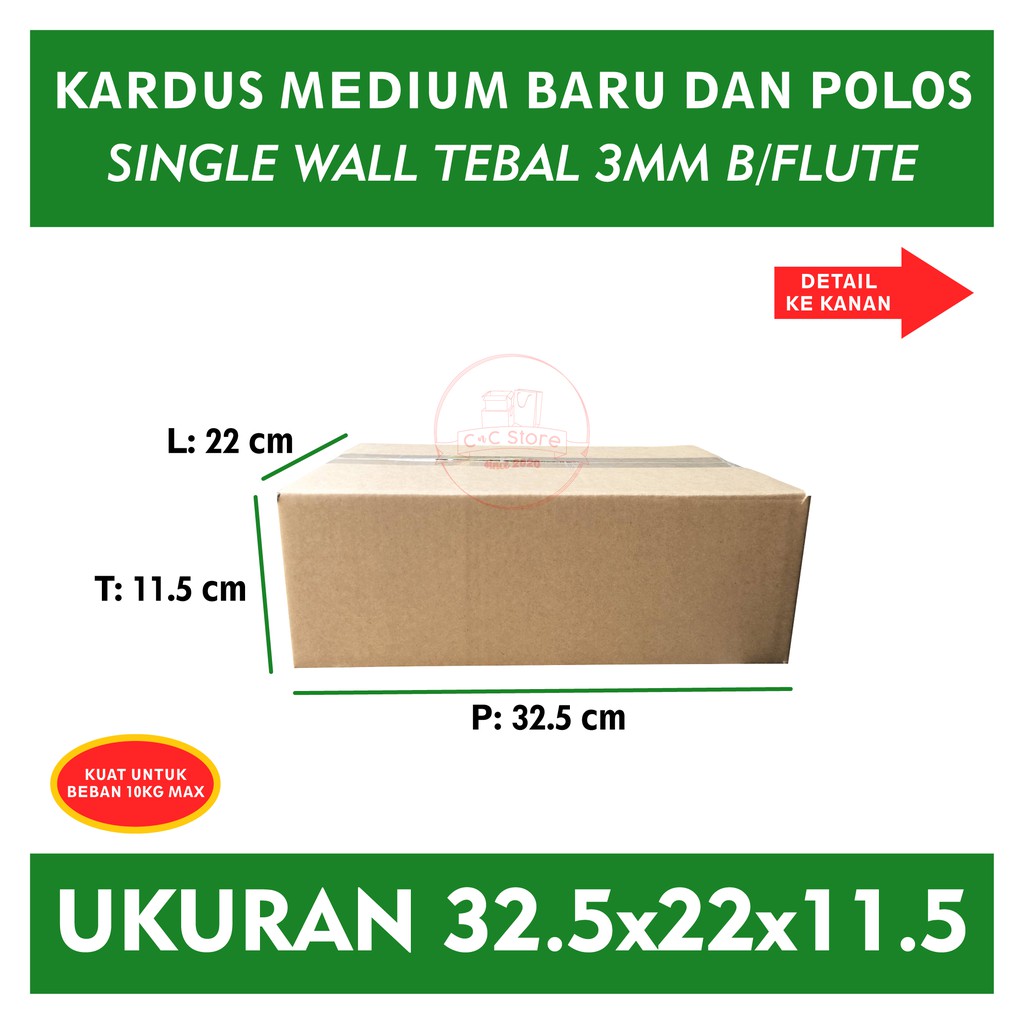 

Kardus Karton Box Polos Corrugated 32,5x22x11,5