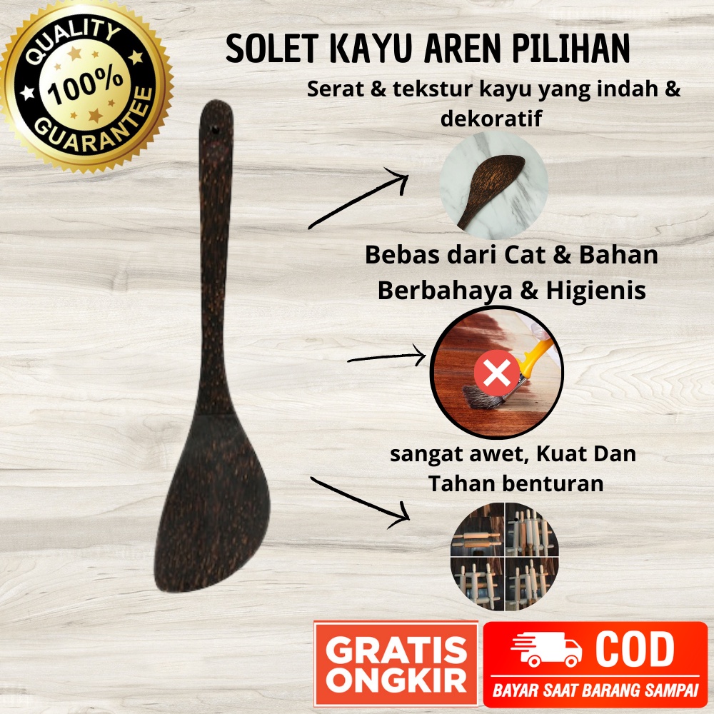 Sendok masak Solet Kayu Asli Aren peralatan masak dapur