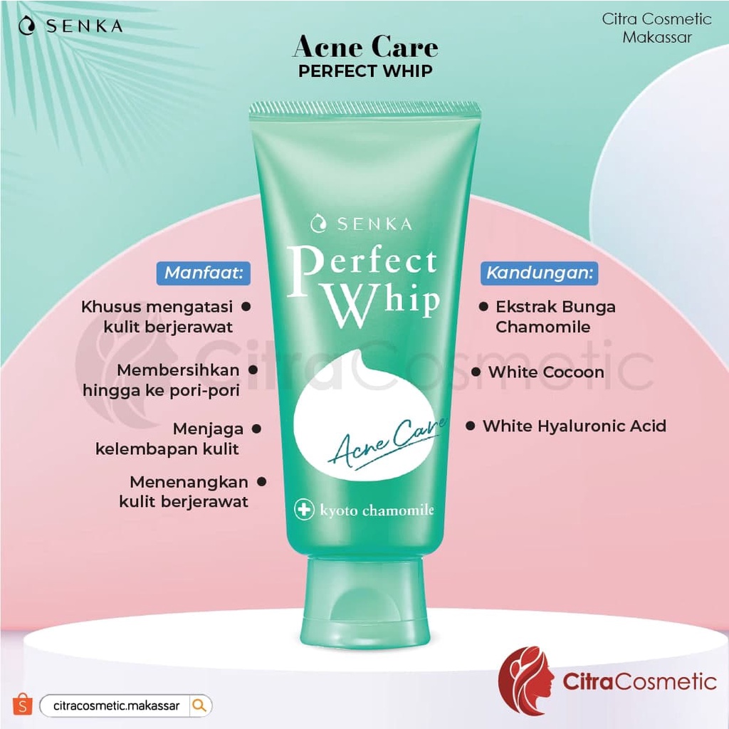 Senka Perfect Facial Foam 100GR Series Acne Care | Collagen In | Fresh Anti Shine | Perfect Whip | Clay | Vibrant  White