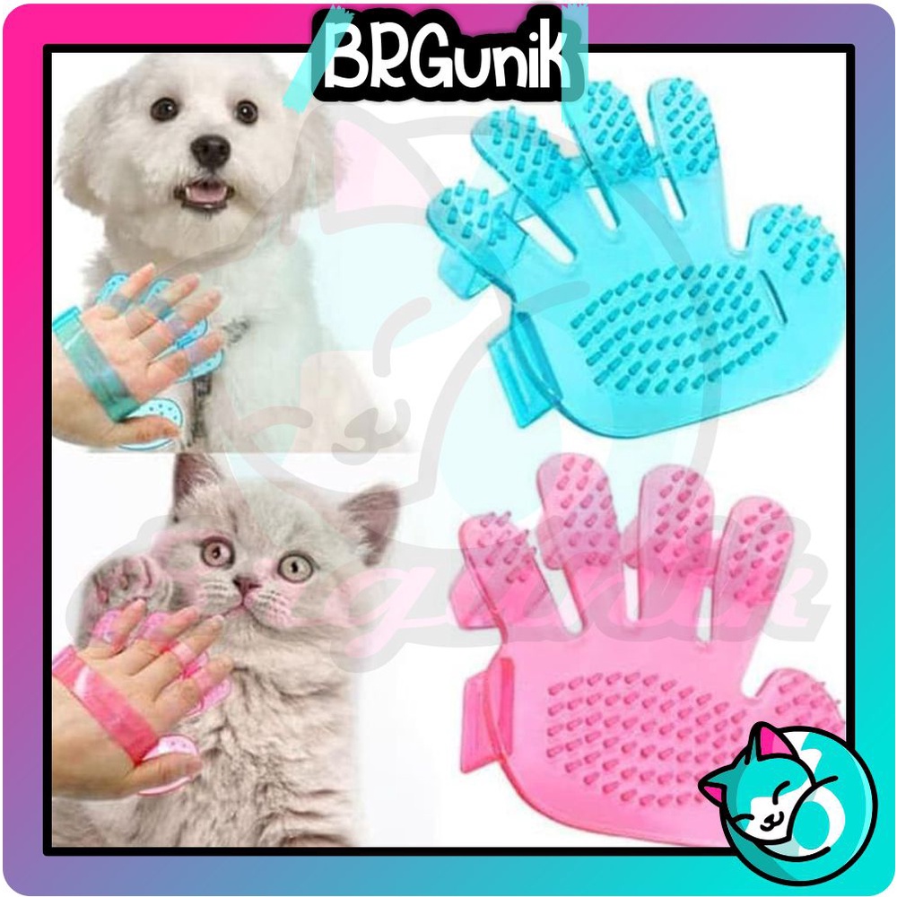 BRGUNIK Sisir Tapak Tangan Sisir Karet Mandi Pijat Bulu Kucing Anjing Kelinci Sisir Sikat Pet Grooming R592