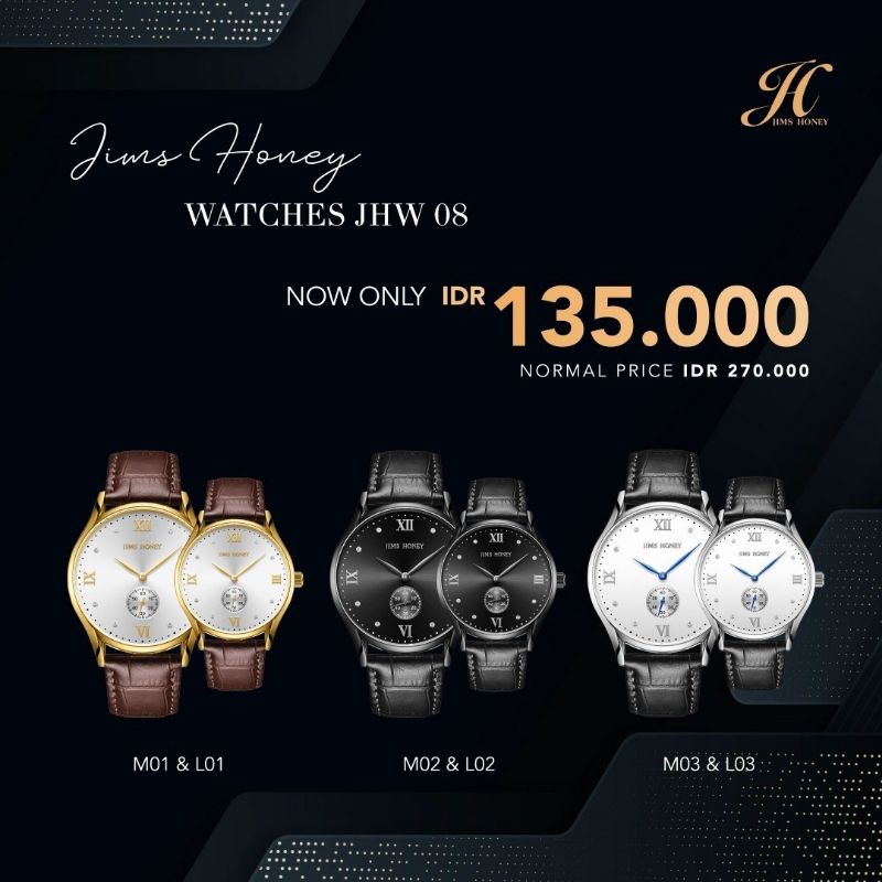 JHW-08 JIMS HONEY/ ORIGINAL JIMSHONEY/ JAM TANGAN COUPLE/ JAM TANGAN KEKINIAN/ JIMSHONEY KALSEL/ JIMSHONEY MARTAPURA/ BISA COD