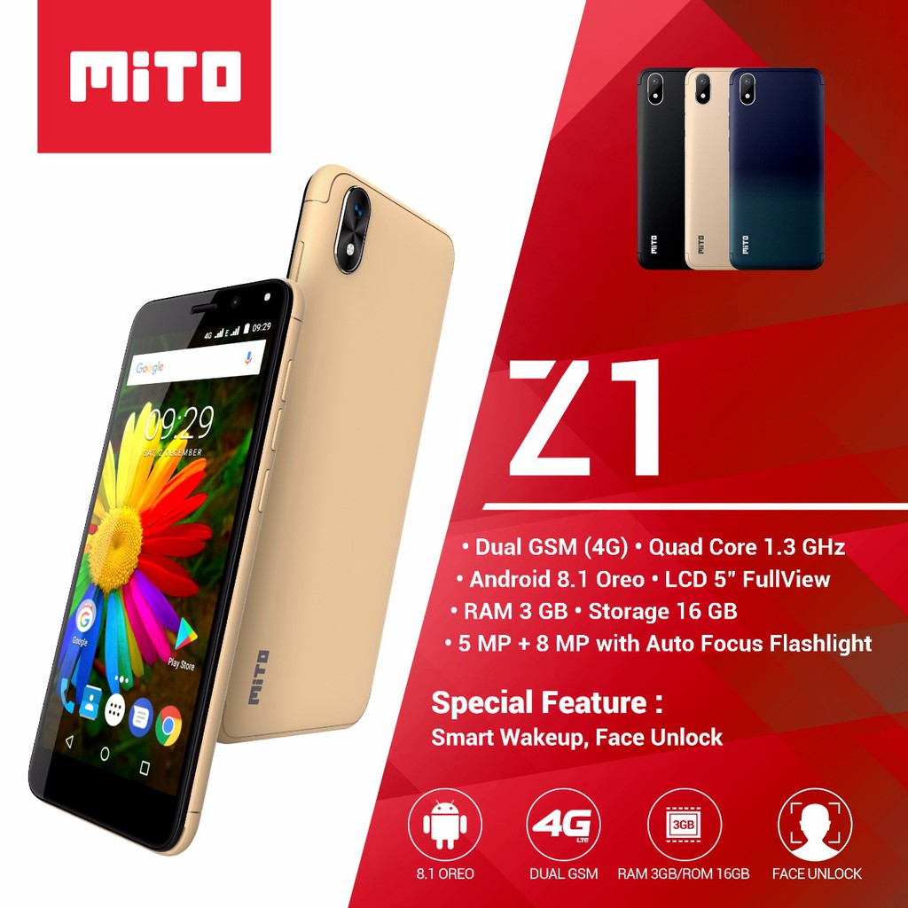 MITO Z1 - Android 4G 5" FullView - RAM 3Gb ROM 16Gb |9 HP Android Murah Harga Dibawah 1 Juta